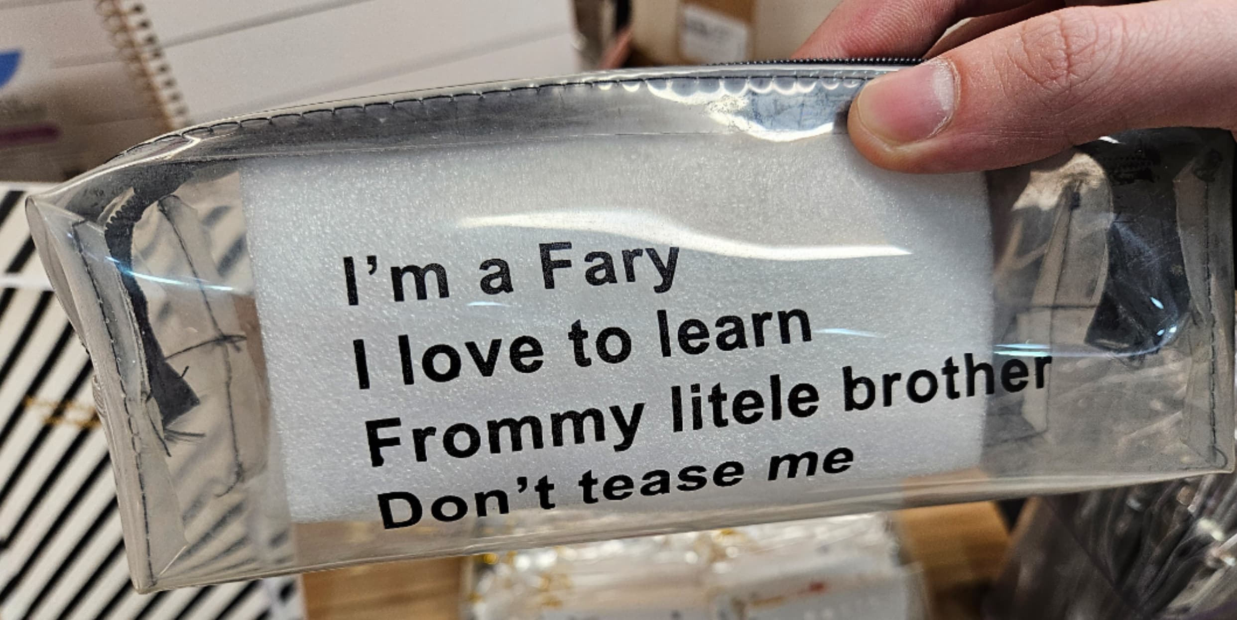 label - I'm a Fary I love to learn Frommy litele brother Don't tease me